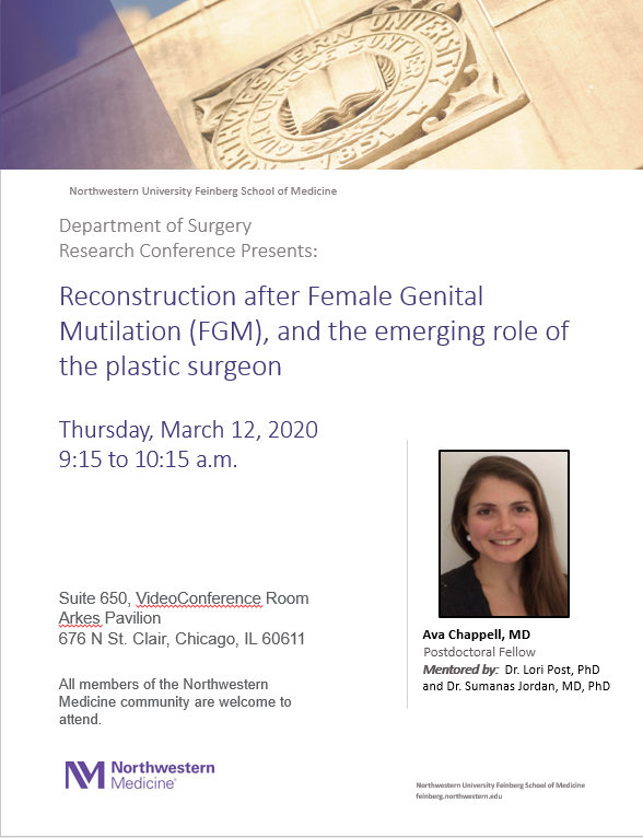 Northwestern Surgery (@nmsurgery) on Twitter photo Great presentation from <a href="/AvaGC_MD/">Ava G. Chappell, MD</a> this morning! "Reconstruction after Female Genital Mutilation (FGM), and the emerging role of the plastic surgeon". <a href="/NUFeinbergMed/">Northwestern Feinberg School of Medicine</a> #ILookLikeASurgeon Great presentation from <a href="/AvaGC_MD/">Ava G. Chappell, MD</a> this morning! "Reconstruction after Female Genital Mutilation (FGM), and the emerging role of the plastic surgeon". <a href="/NUFeinbergMed/">Northwestern Feinberg School of Medicine</a> #ILookLikeASurgeon