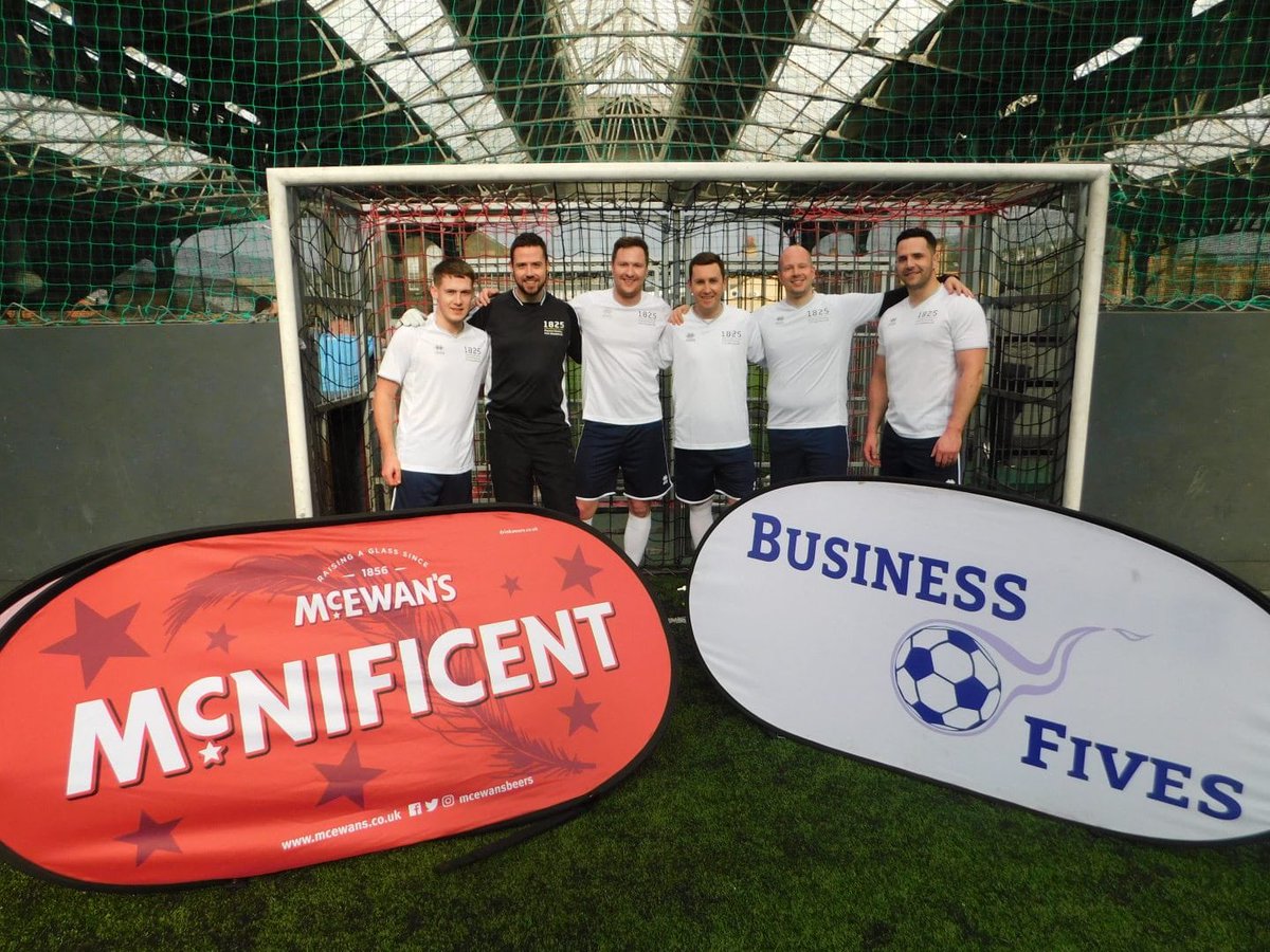 BusinessFives's tweet photo. Welcome to @1825 who are playing today to win for @mssocietyscot and have already raised £720!  #biz5s #edinburgh #McEwans #McNififent 🏆⚽️ https://t.co/FNuCVqjMWV