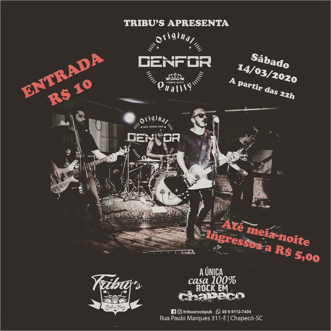 rockdenfor's tweet photo. Dia 14-03, sábado, retornamos ao palco do @tribusrockpub com uma grande dose de energia, o setlist está fodaaa, então bóra curtir um som na única casa 100% Rock de Chapecó! Keep rockin'' 🤘🏻

⚡High Energy Rock⚡

#rockdenfor #denfor #bandadenfor #tribuspub #tribuspubebar #chapeco https://t.co/nbD0b49c5O