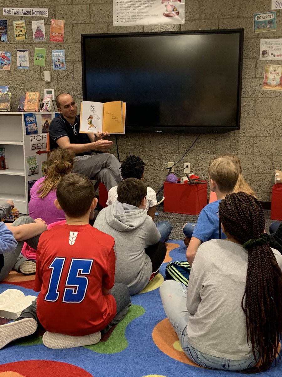 AbbeyUpton's tweet photo. Dreary day brightened up with library check out! Thanks @MattVillasana for a great read aloud...I can’t wait to be productive today! #CRFamily #cre219 https://t.co/XTmgMWrjIC