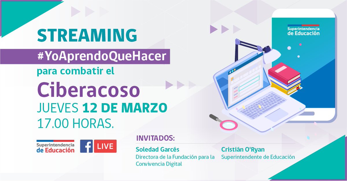 supereduc_cl's tweet photo. 📌 HOY | Continuamos con el ciclo #YoAprendoQueHacer, un espacio para dialogar y orientar a la comunidad sobre nuestras estrategias para enfrentar el Ciberacoso. Los esperamos desde las 17 horas a través de https://t.co/FzhbMOKCB9.  Más info en https://t.co/BvAn0lWvUG https://t.co/mxk8gulQRm
