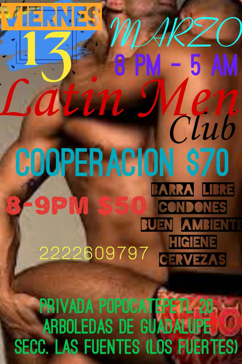 LatinMens's tweet photo. Los esperamos para iniciar fin de semana , LATIN MEN'S CLUB , barra libre ,lubricante y preservativo en tu cooperación ! Cervezas y cigarros .... https://t.co/CLukNujirq