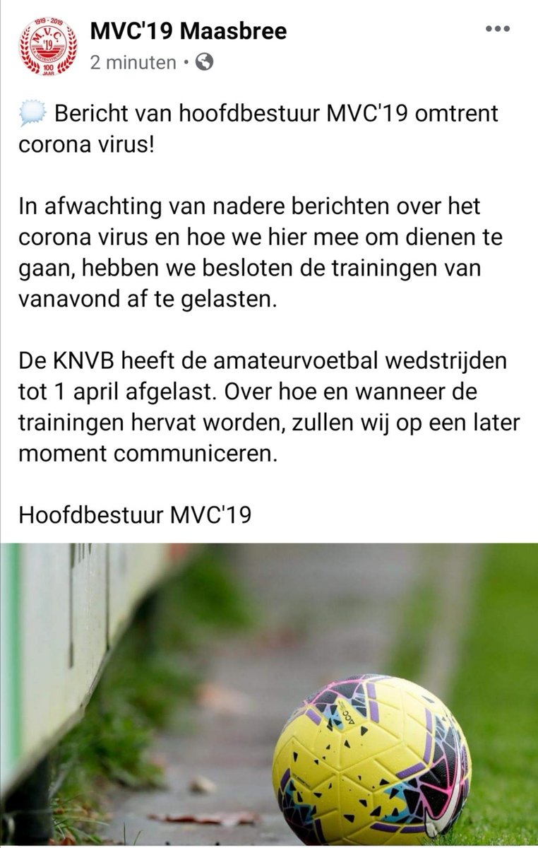 🗯 Bericht van hoofdbestuur MVC'19 omtrent corona virus!