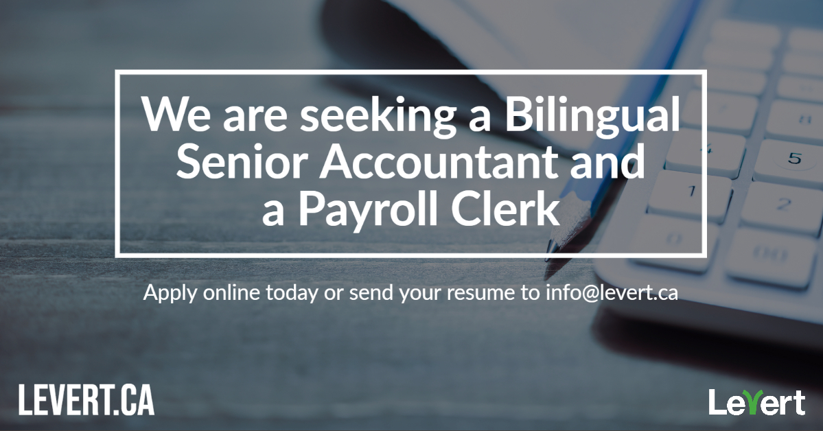 Positions are available in St. John's!

Follow the links below to view the job descriptions and apply online.

Accountant: ess.levert.ca/job/JO00001405…
Payroll Clerk: ess.levert.ca/job/JO00001405…

#accounting #payroll #stjohns #applyonline