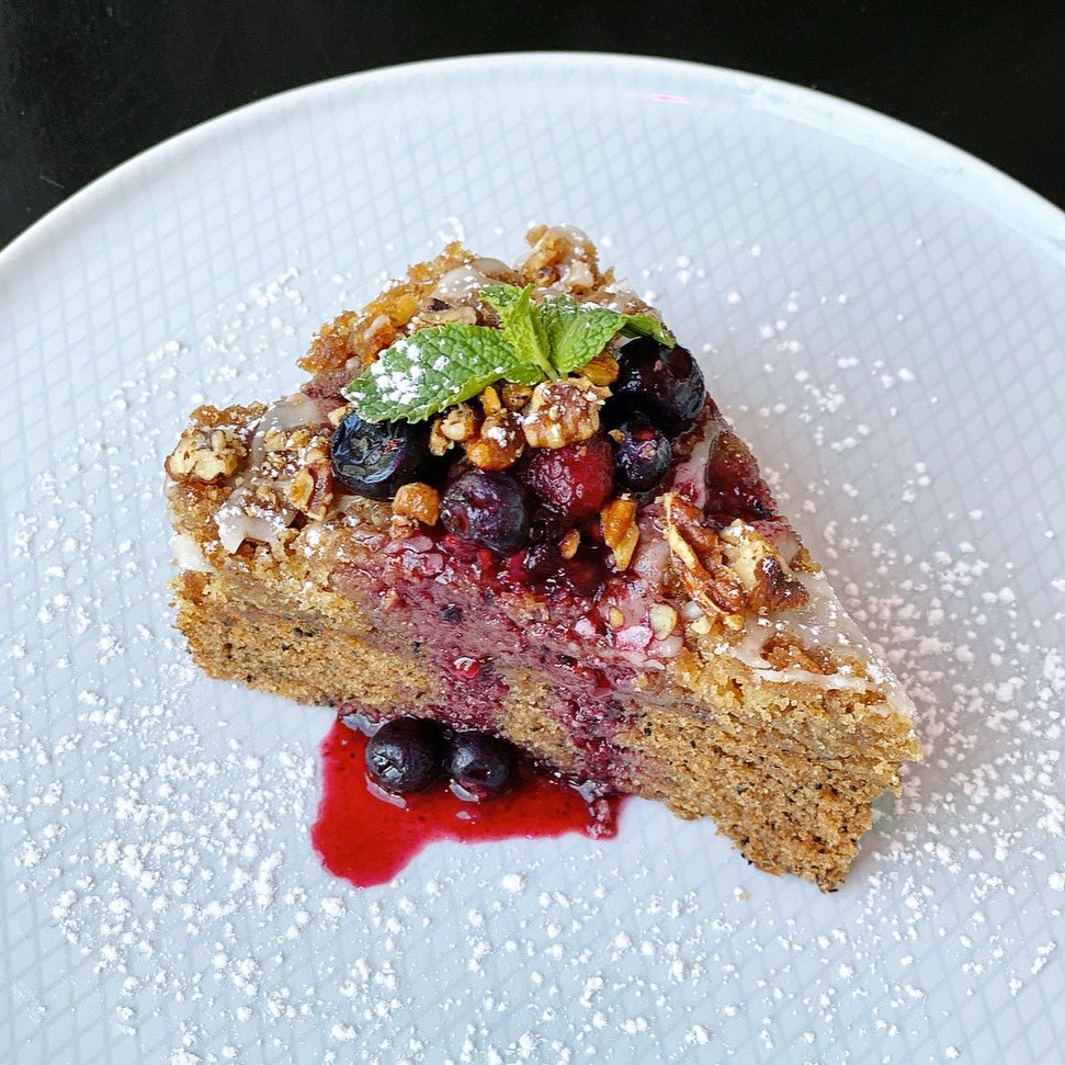 We are excited to announce that we’re partnering with <a href="/embakerynyc/">Erin McKenna Bakery</a> to bring you some NEW gluten-free and vegan treats! On the menu this week is a tasty Coffee Cake with a cinnamon crumb topping + house made berry compote + candied pecans + sweet glaze.