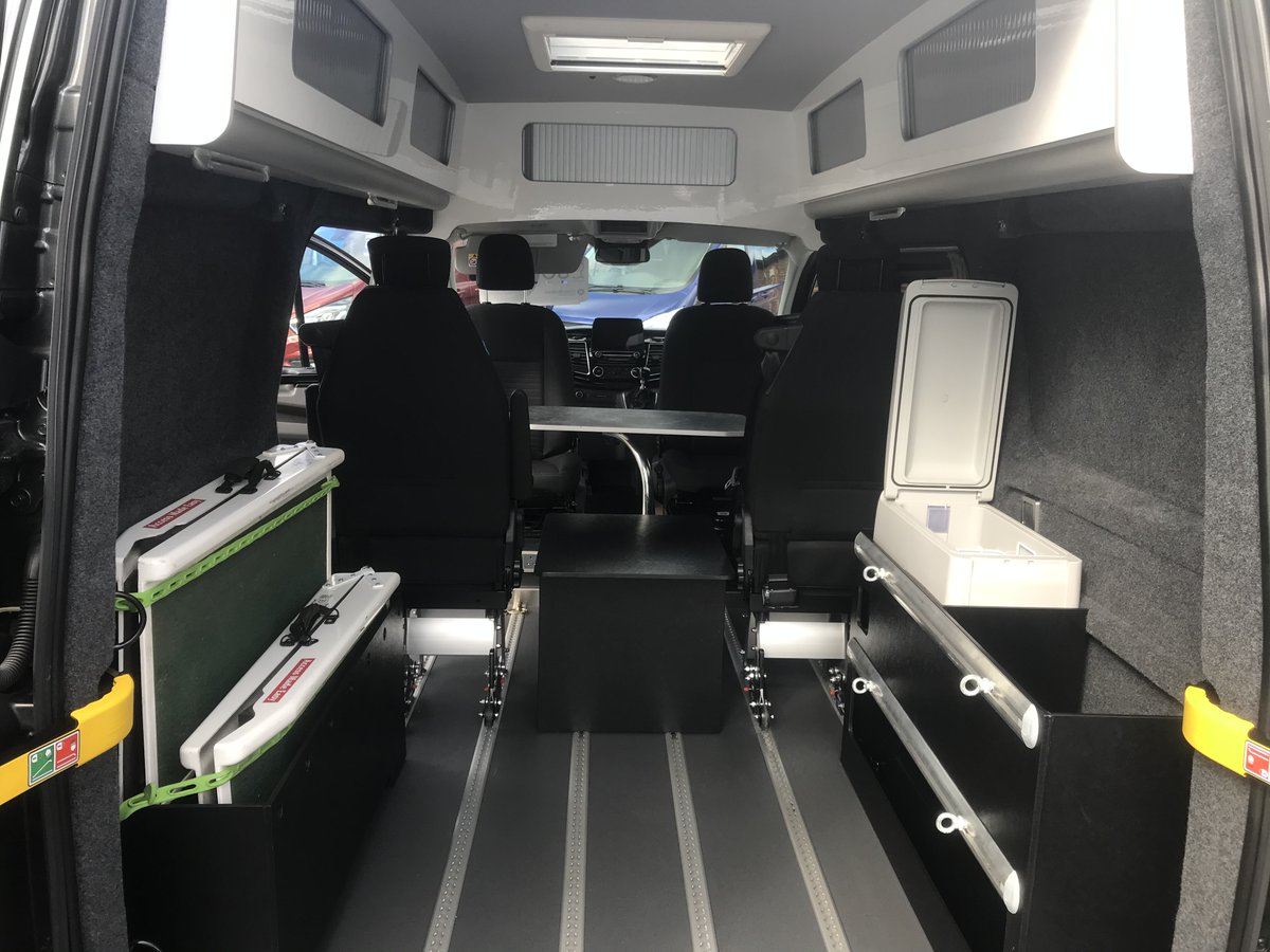 Auto_Campers's tweet photo. Bespoke Day Van mobility Camper

Serial Auto Camper owners Kirsten &amp; Colin thought it time to trade in their 8yr old Camper for a new 2020 Day van, Roy Wood Transit worked with Colin &amp; Kirsten to design bespoke removable furniture modules, such is the flexibility of the Day van. https://t.co/tJyV9R5w4x