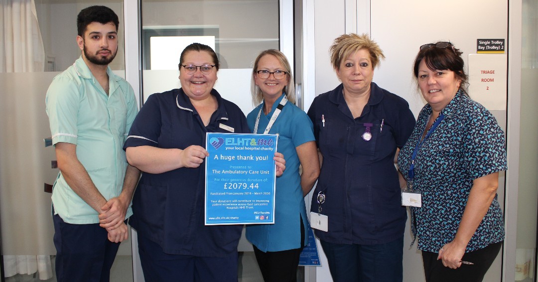 ELHTandMe's tweet photo. The Ambulatory Care Unit at Royal #Blackburn Hospital have raised an amazing £2079.44 in total from their tea trolley! ☕
The money will be spent on initiatives to improve patient experience, so thank you to everyone who dropped in some change when they grabbed a brew! https://t.co/1fPzk4Zgq5
