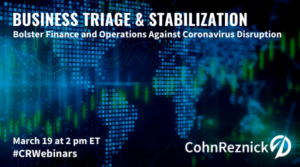 CohnReznick's tweet photo. The spread of #coronavirus, as well as related market uncertainties, has had a significant impact on organizations’ finance and operations. On March 19, we’ll discuss immediate steps you can take to assess and mitigate business risks. #CRWebinars https://t.co/PAgjJJR6LK https://t.co/ccsOSQBU3v