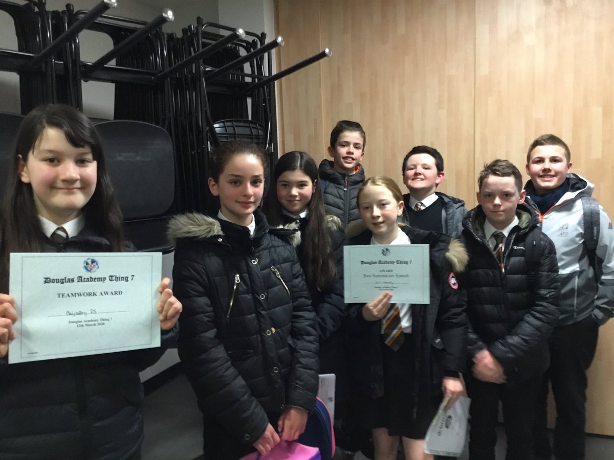 BaljaffrayPS's tweet photo. P7’s debating at Douglas Academy! Well done everyone. @EDCouncil @DouglasAcad #teamworkaward #bestsummationspeechaward #proudteacher https://t.co/zdYDjLBlLE
