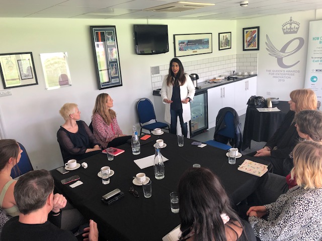 FSBEssex's tweet photo. A huge thanks to everyone who came along to a fantastic #InternationalWomensDay special #FSBFem event @EssexCricket. A special thanks to @seena_shah for a thought provoking presentation on 'how to build a personal brand on social media'. #eachforequal #femaleentrepreneurs https://t.co/KW6ePQhFoj