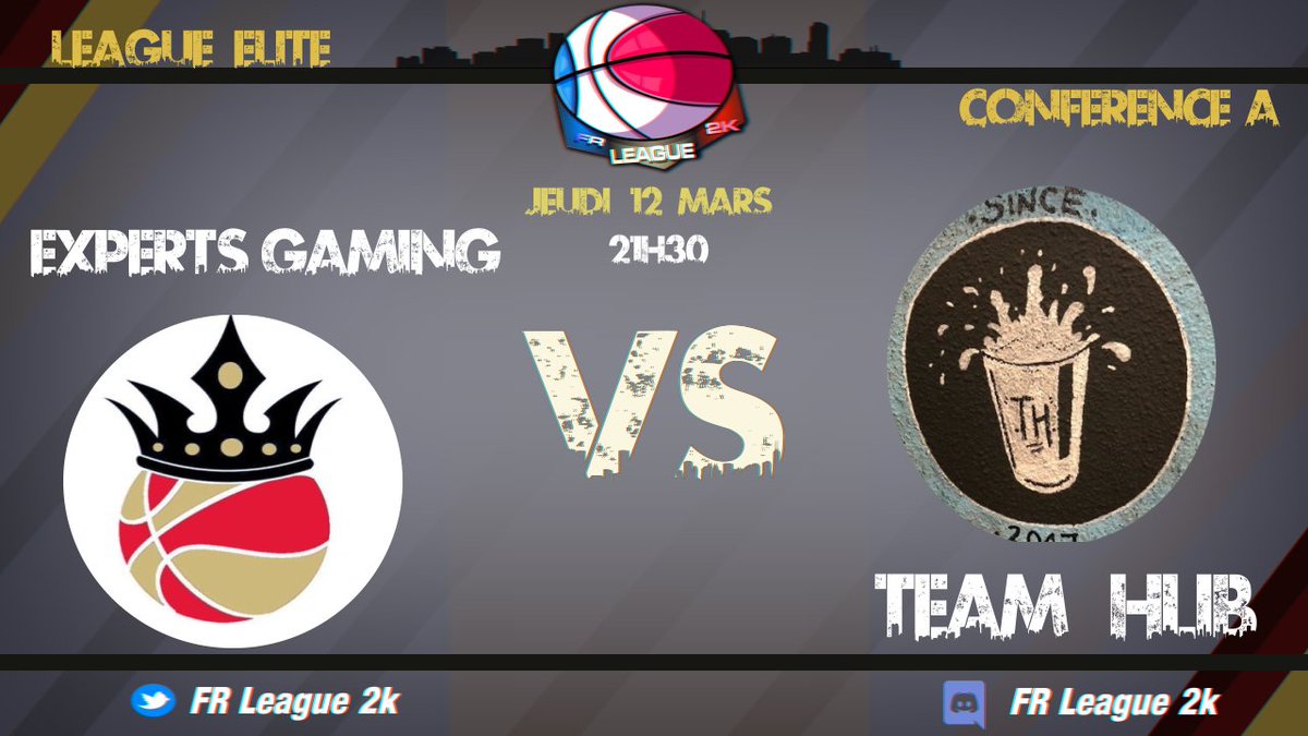 🏆 #LeagueÉlite | CONFÉRENCE A

📆 Jeudi 12 mars 2020
🕗 21H30

🏀 @Team_Hlib2k 🆚 <a href="/ExpertsGaming1/">Experts Gaming</a>

#PS4 #NBA2K20 #esports <a href="/2KFrance/">2K France</a> <a href="/LNBofficiel/">Ligue Nationale de Basket</a> #JEEPÉLITE #ProB