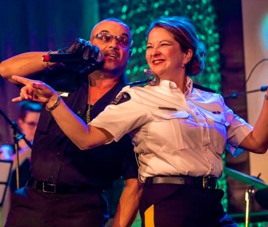 RCMPNS's tweet photo. Last Friday, Nova Scotia RCMP Insp. Dustine Rodier rocked the mic as part of a first responder team for the #DSOM2020 gala in support of @MentalHealthNS. Way to go, Insp. Rodier & @HfxRegPolice @nsemo team! https://t.co/Ago7kEozdx