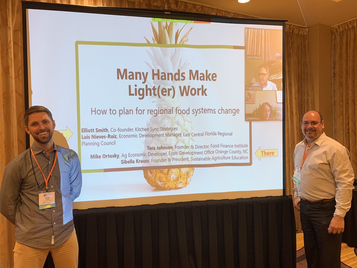 WallaceCenter's tweet photo. “Networks are nets that work.” -Elliot Smith presenting at #NGFN2020 from @kitchensyncstra with Luis Nieves-Ruis of the East Central FL Planning Council, Mike Ortosky of Econ Dev Office Orange Co NC, Tera Johnson of @EdibleAlpha and Sibella Krause of @SustAgEd https://t.co/scWpoBavKn