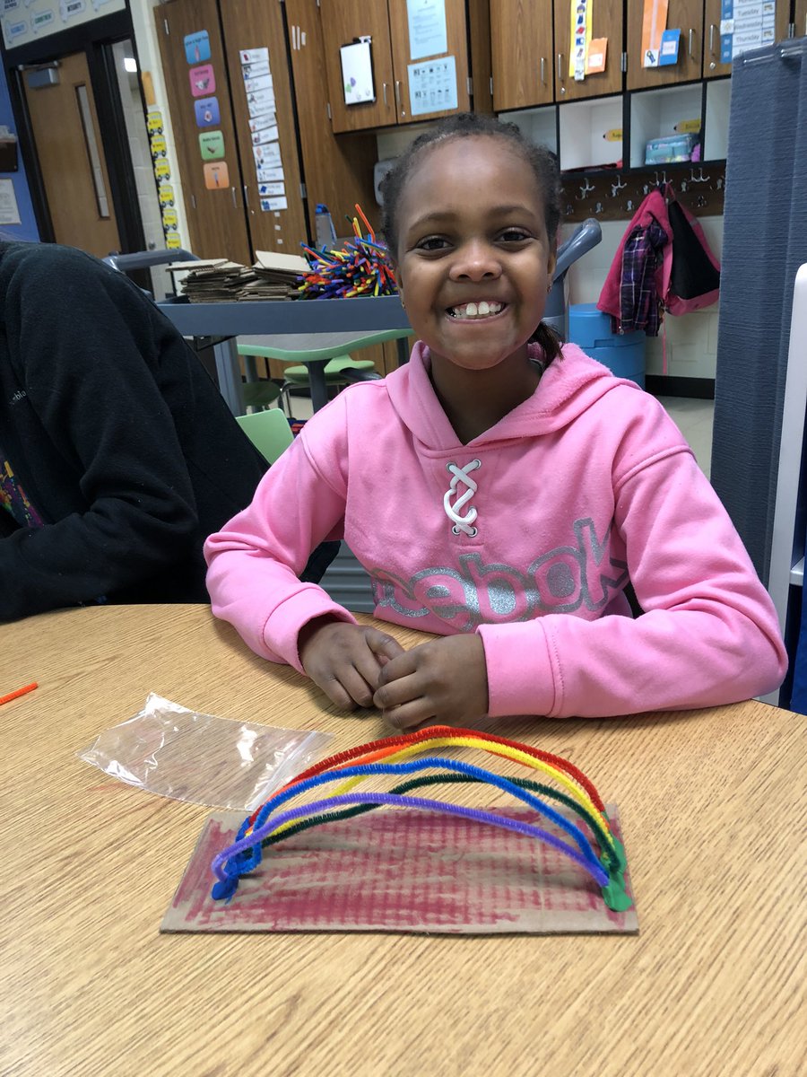 MrsScimeca54's tweet photo. Our STEM rainbow balance challenge was a success! Students had a blast building their bridges and balancing a pot of gold on top. @HanoverHuskies #STEM #saintpatricksday https://t.co/8SgSLdaveM