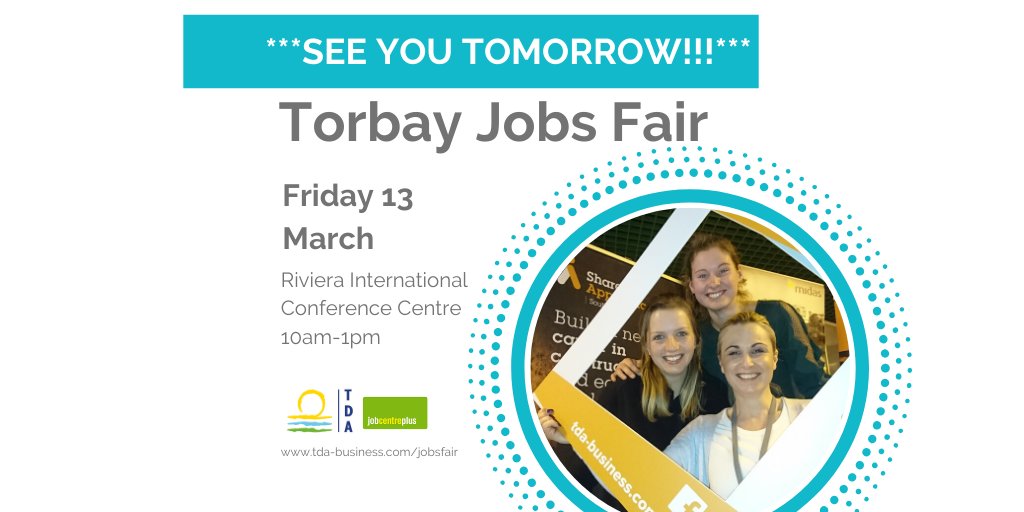 We look forward to meeting all our local #employers and #job hunters tomorrow @RivieraCentre for #Torbay #JobsFair. Come along, all welcome #FREE to attend. #findyournewjob