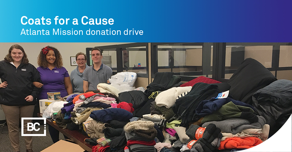 brwncald's tweet photo. #Atlanta BCers held their 1st @ATLmission #CoatsforaCause drive and collected over 165 items! https://t.co/923px37lzf #JoinUs #TeamBC #community https://t.co/0u95x71LmB https://t.co/W2rSnywlf4