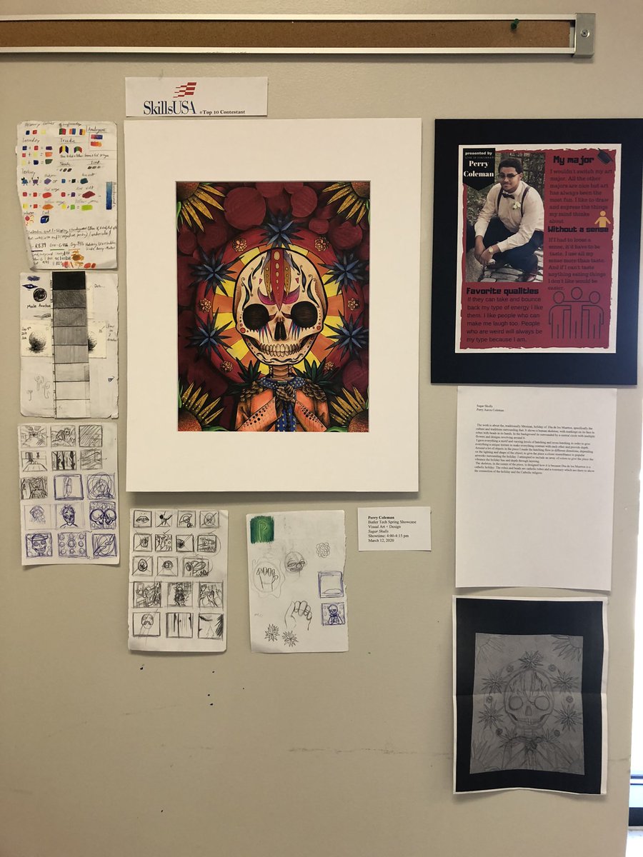 SammiKateP's tweet photo. Nothing better than seeing artwork taking over the hallways!! Incredibly proud of their pieces and all of the work that went into them. #studentvoice #btshowcase #purpose #passion #impact https://t.co/CP1SEzH7Dj