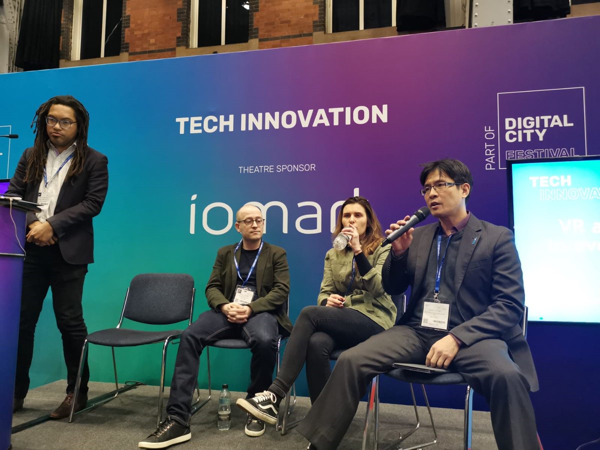 HenryChow01's tweet photo. It was an honor sharing the stage with Chloe, Chris and Dan to discuss the future and challenges of VR/AR/MR/XR/...R @HolovisInt  @TheLandingMCUK @Immersify_ed @Chris_Guerin @1_chloebarett @dansodergren @DigitalCityFest #DCF2020 https://t.co/pVpR6PE4FY