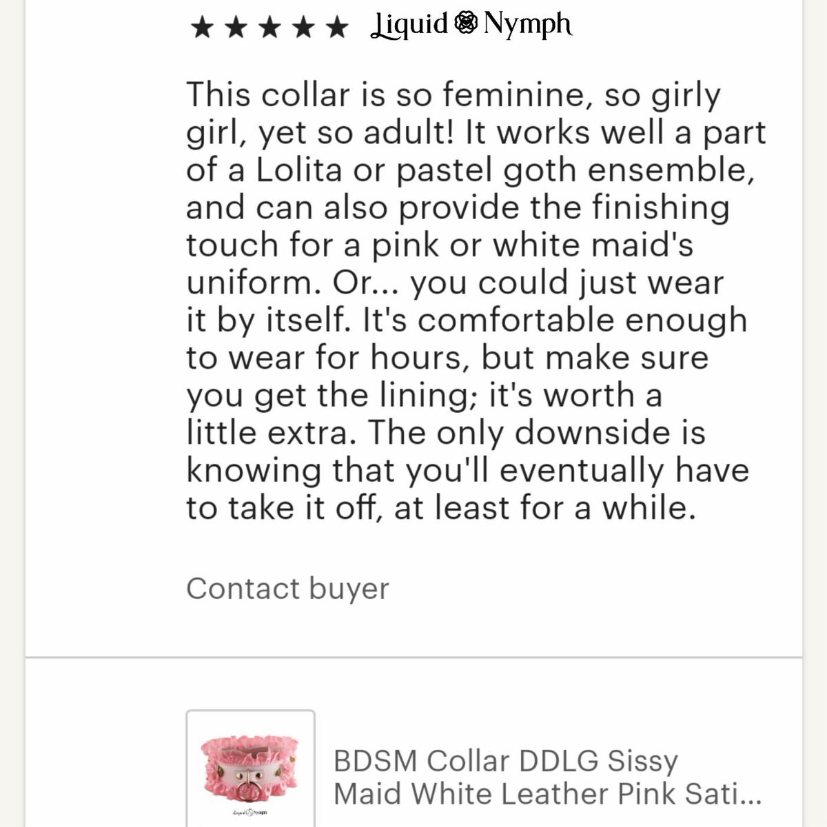 Love my clients!  When i need a pick-me-up i just check my etsy reviews and see who ive made happy =) 
 #customcollar #bondagecollar #ddlgcommunity #leatherfetish #lolita #etsy #leatherandlace #bondage  #sissy #sissymaid #prodomme #daddydom #kittencollar