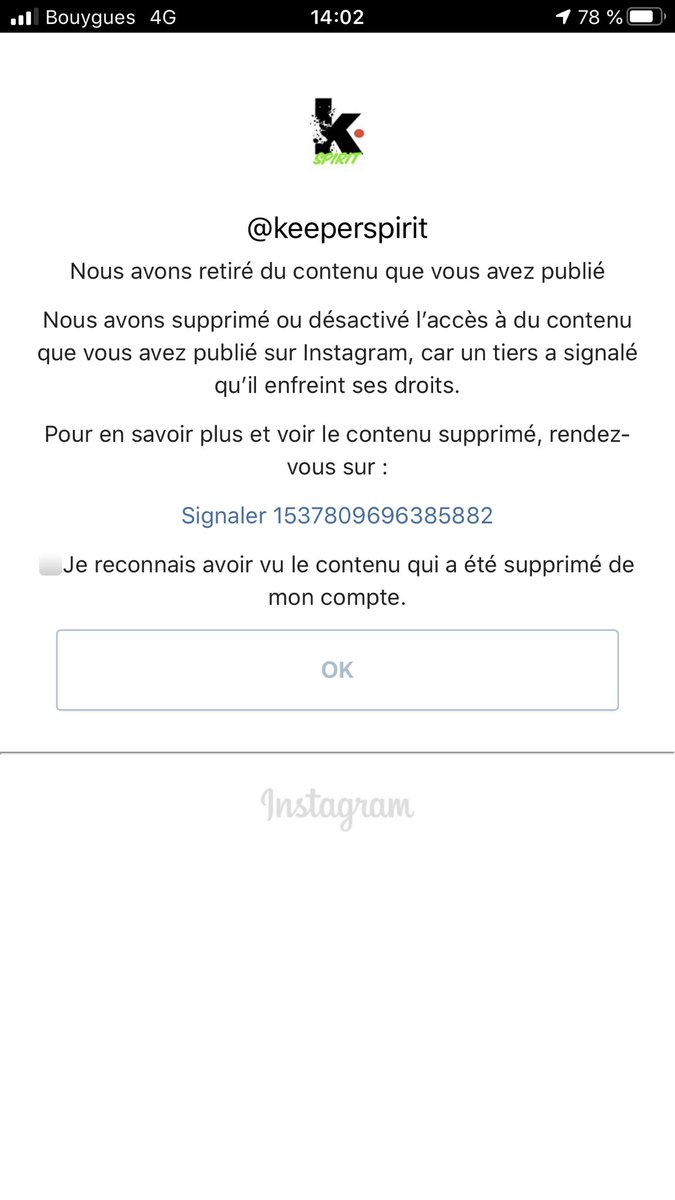 KeeperSpirit's tweet image. Bonjour @FacebookFR @instagram . 
Actuellement des centaines d’utilisateurs de #instagram sont bloqués par le bug de la fenêtre de copyright après le claim d’un tiers. Les deux photos illustrent le plantage de l’app. Merci de NOUS aider car les fonctions d’aide sont impossibles