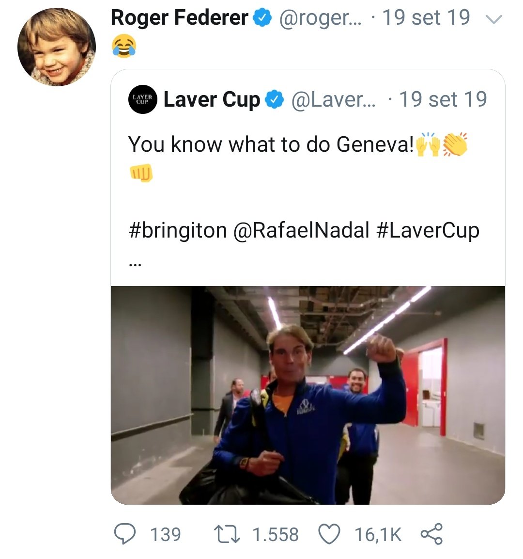 Roger loves the double at LaverCup2017 