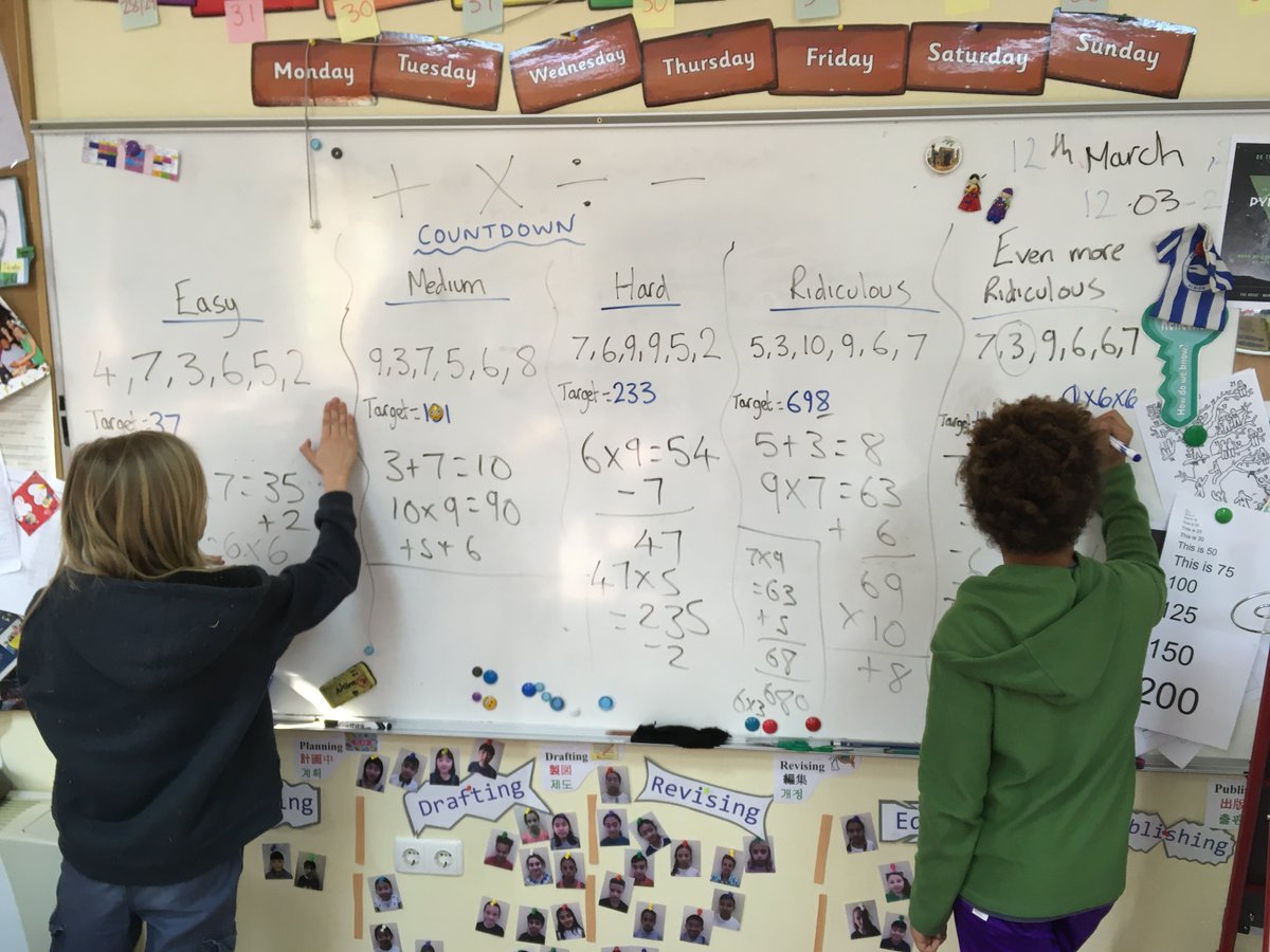 MattCromwellPYP's tweet image. Pre #PYPX finale relaxation playing the greatest mental math game ever - Countdown (from the 1980s Channel 4 TV show). Such a great game to practice all operations and develop multi step strategies. #PYPmath #numeracy #tashschool