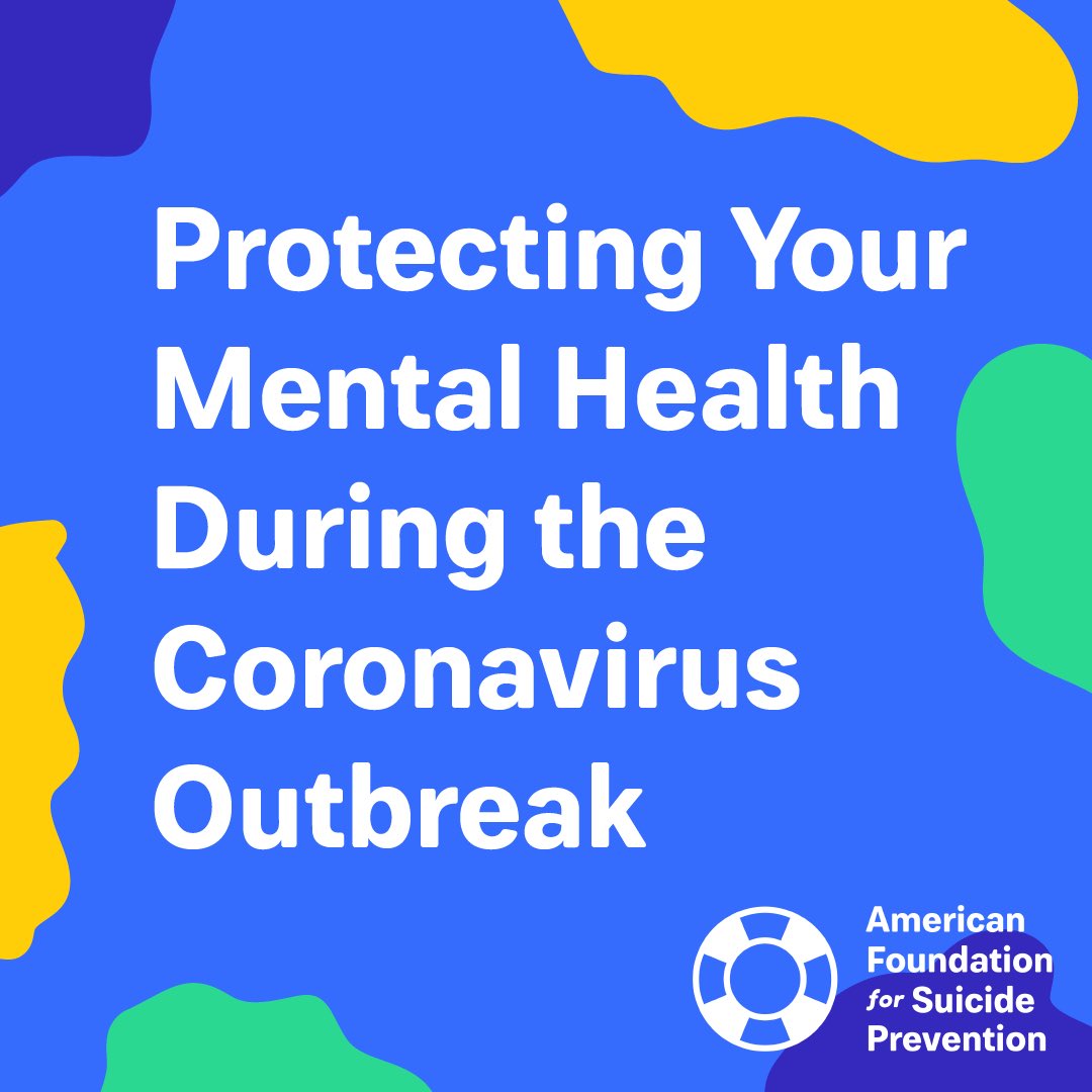 Right now, many of us are worried about COVID-19. In times like these, our mental health can suffer. You might feel more on edge than usual, angry, helpless or sad. Here are some ways you take care of your mental health in the face of uncertainty: afsp.org/taking-care-of…