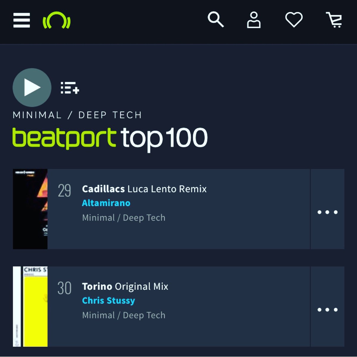 #newentry <a href="/beatport/">Beatport</a> #top100 #minimaldeeptech <a href="/LucaLento/">LucaLento</a> #rmx “Cadillacs” Altamirano