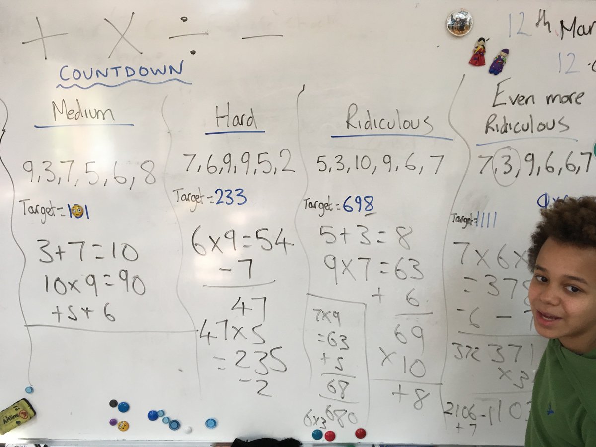 MattCromwellPYP's tweet image. Pre #PYPX finale relaxation playing the greatest mental math game ever - Countdown (from the 1980s Channel 4 TV show). Such a great game to practice all operations and develop multi step strategies. #PYPmath #numeracy #tashschool