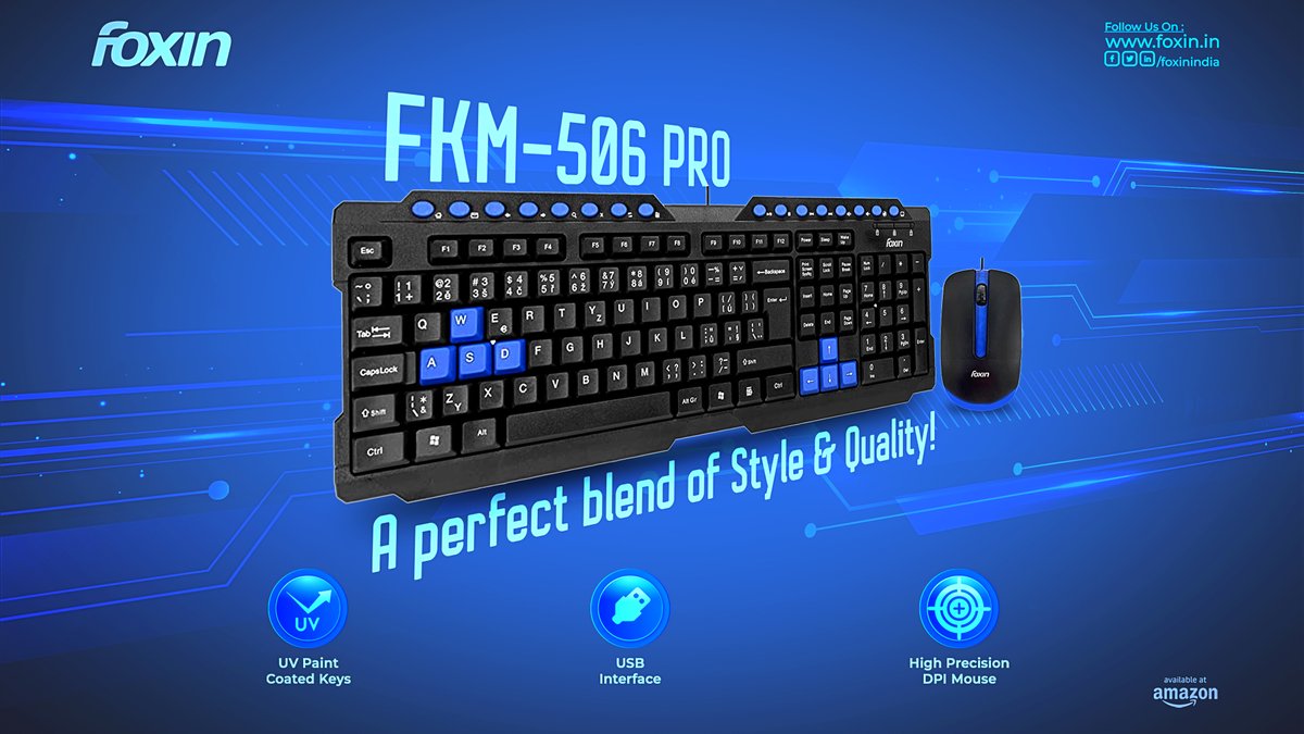 foxinindia's tweet photo. Shop Now: https://t.co/rB92LYVdHh
Presenting a well-designed Keyboard & Mouse Combo FKM-506 Pro, bundled with a sleek full-sized keyboard along with a precise mouse that will make a huge difference to your computing experience. ⌨️ 🖱️
.
.
.
#Keyboard #mouse #usbkeyboard #foxin https://t.co/nn0jEFe9Rf