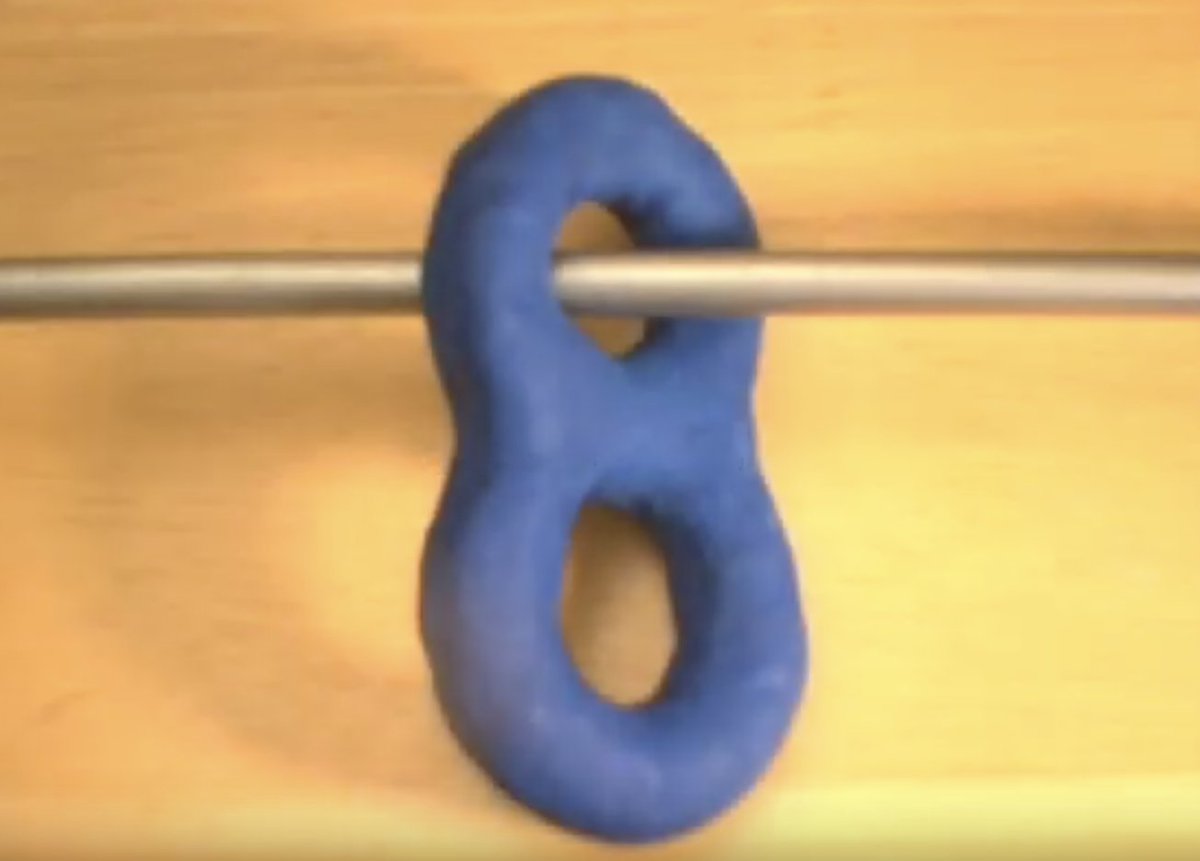 Here's an amateurish claymation video I made in 2008 showing a topological magic trick. It shows that you can go from one of these configurations to the other without breaking a loop. 
