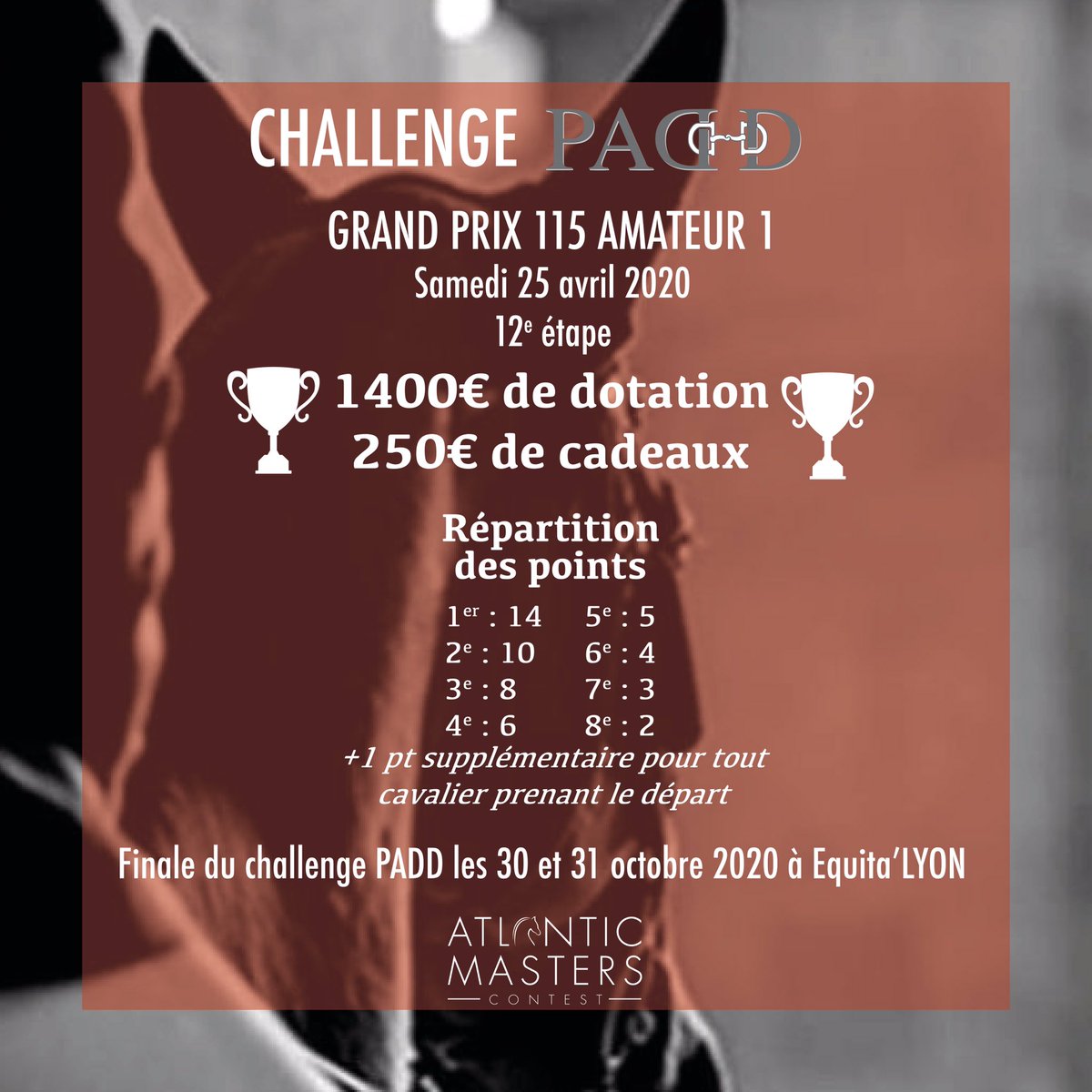 ContestMasters's tweet image. #PARTENAIRES 🤝

L’Atlantic Masters Contest sera une des étapes du Challenge PADD 2020 ! 🤩

Retrouvez le règlement du challenge PADD sur notre site internet ➡️ atlantic-masters.fr/challenges/

#AMC #Bordeaux #jumping #sport #equestrian #CSO #compétition #partenaire #PADD #challenge