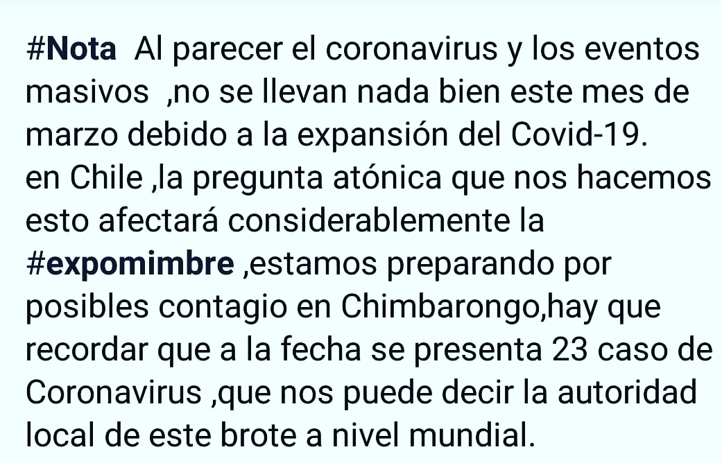 ChimbarongoNot1's tweet photo. Ya a un dia de la Expomimbre,estamos preparando del Covid -19 https://t.co/dHqBg2Qo2R