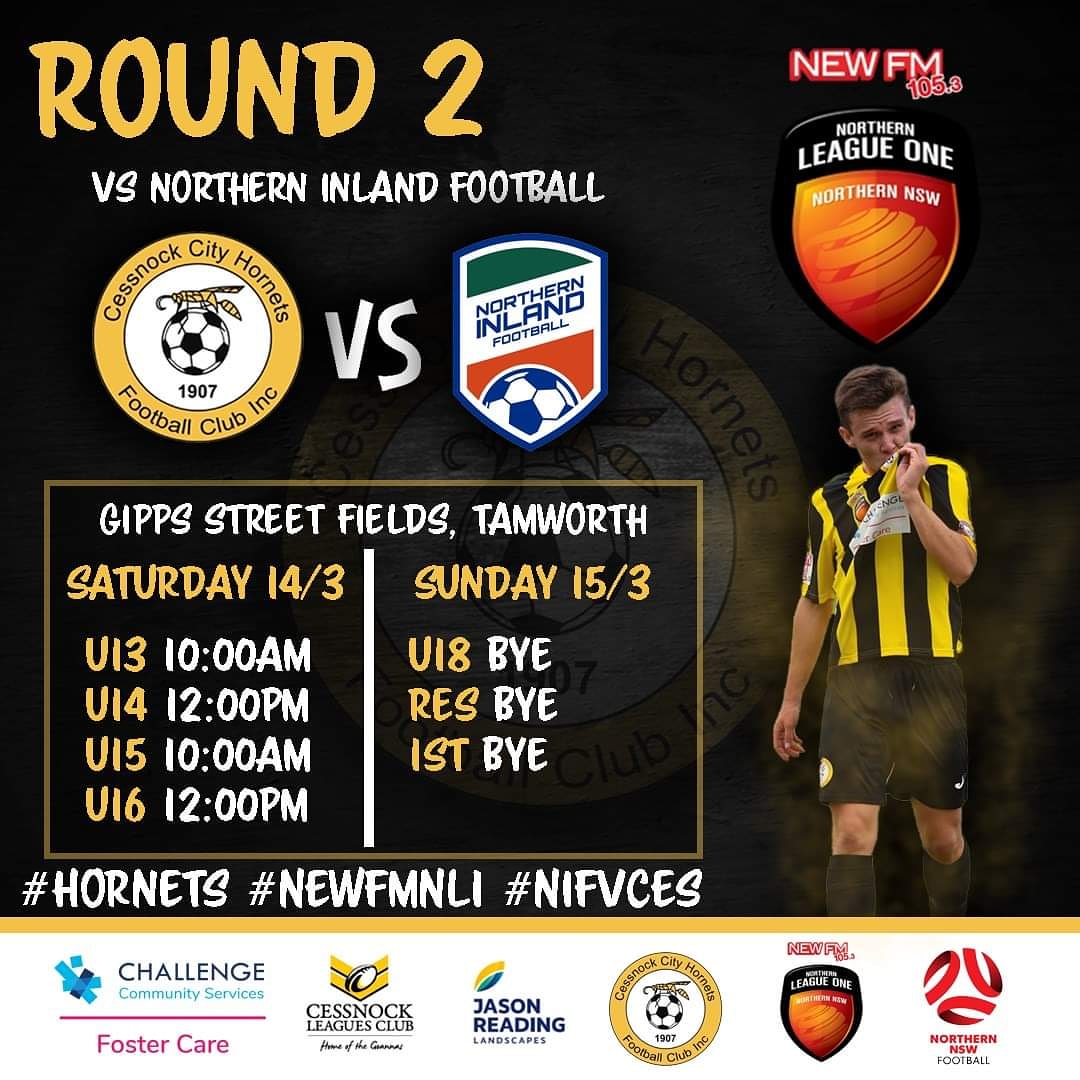 ⚽️🖤💛🐝🚨 ROUND 2🚨🐝💛🖤⚽️
This week our Youth #Hornets head North-West of the Nest to Gipps Street Fields, Tamworth where they'll take on competition newcomers Northern Inland Football while our Seniors have the bye.
🐝💛🖤
#NEWFMNL1 #NIFVCES