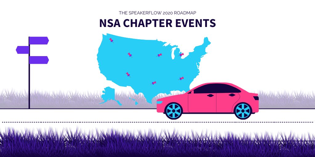 SpeakerFlow's tweet image. The #SpeakerFlow 2020 Roadmap has a ton of trips in the works, including several chapters of the #NationalSpeakersAssociation in the USA 🇺🇲 Looking for a #speakingbusiness expert at your local chapter? Drop us a comment or shoot us a message so we can add it to the map! ✍️