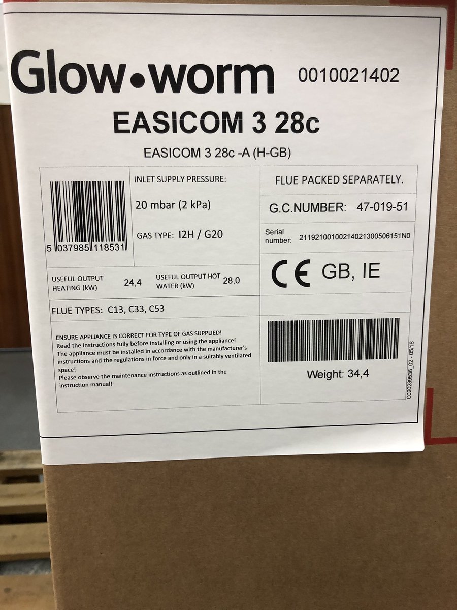 Only at HPS Maidenhead. Glow-Worm 28kw combi inc std flue for the outstanding price of £499 +vat