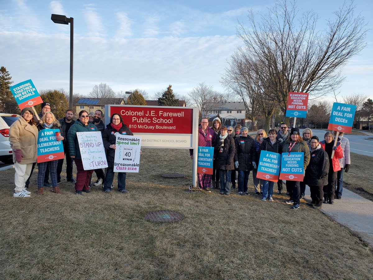 #IStrikeBecause Students deserve to feel safe at school. Morning picketing with my colleagues before March Break.  #ETFOstrike #CutsHurtKids #ClassSizeMatters #onpoli @DurhamETFO