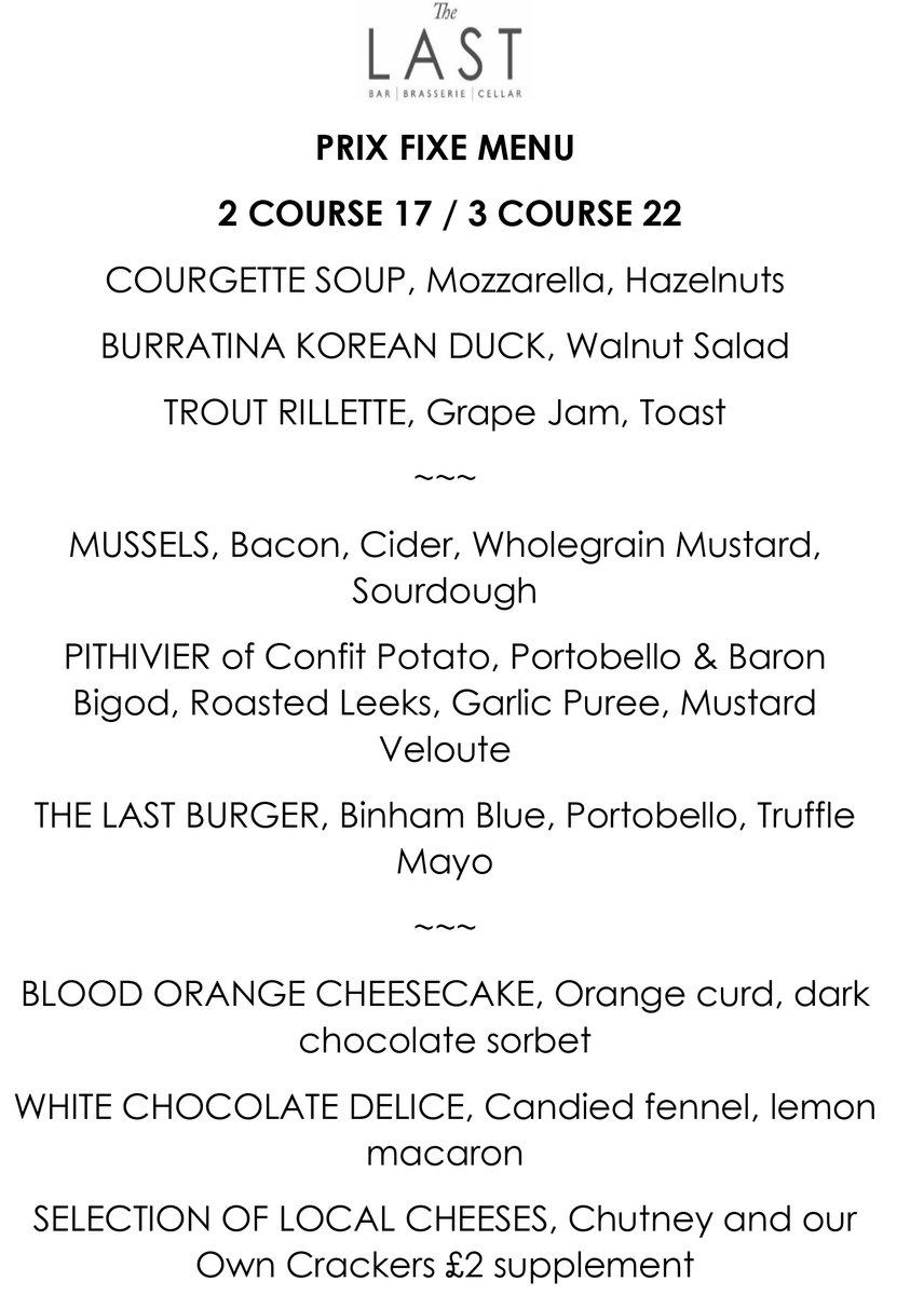 Now available, our Prix Fixe lunch menu, £17 for 2 courses or £22 for 3 courses.

The menu, which will change twice-weekly, is available Monday to Saturday lunchtimes - the small plates menu and the a la carte will of course also be available.

Let's do lunch!