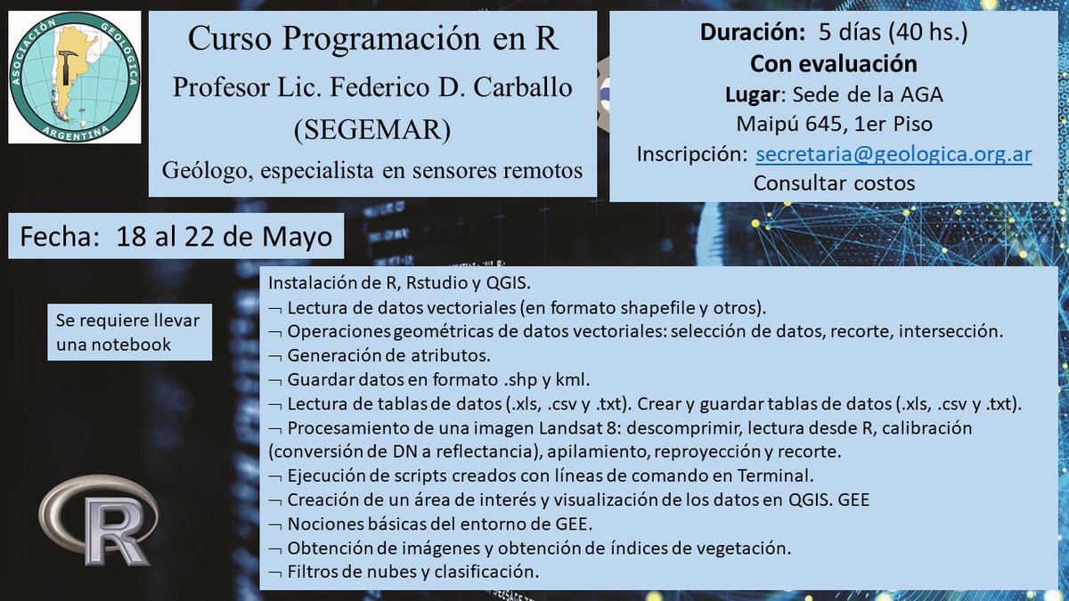 AsoGeoArg's tweet image. Nuevo curso! Curso de programación en R. #programacionenR #geologia