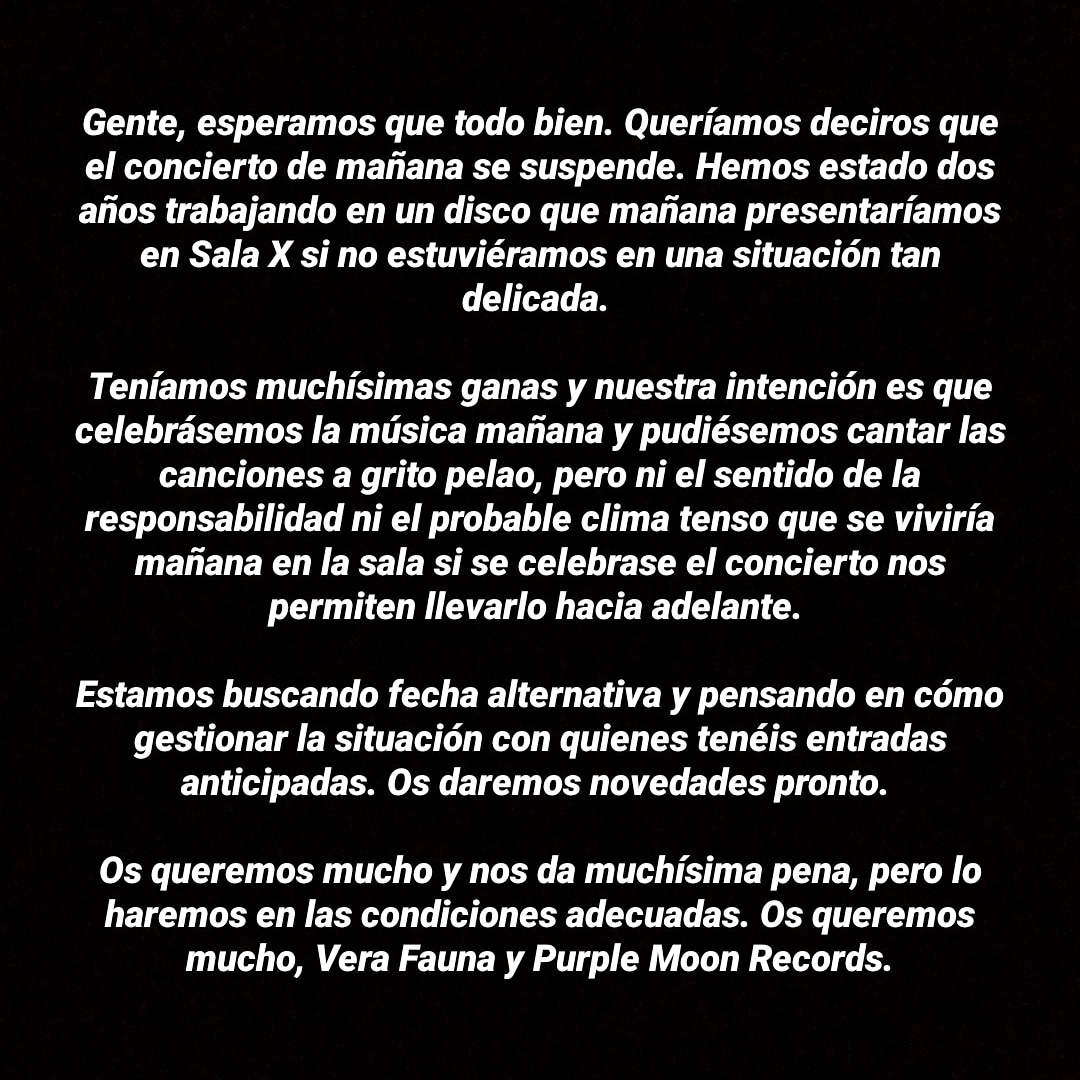 COMUNICADO OFICIAL <a href="/VeraFauna/">Vera Fauna</a> <a href="/PurpleMoonRec/">Purple Moon Records</a>