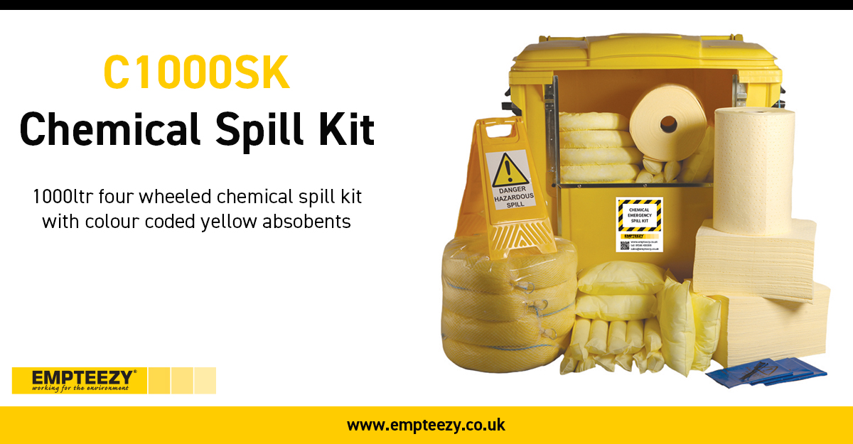 Respond to #chemicalspills quickly and efficiently with Empteezy's Chemical Spill Kit - C1000SK.

The C1000SK is a fantastic solution for any hazardous spills as it will absorb almost all liquids, even if you are unsure what the liquid is.

Find out more
empteezy.co.uk/products/c1000…