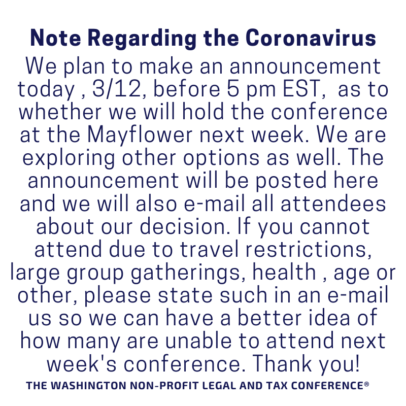 WNTC_Conference's tweet image. Note Regarding the Coronavirus. Please send e-mails to rjohnston@wc-b.com.