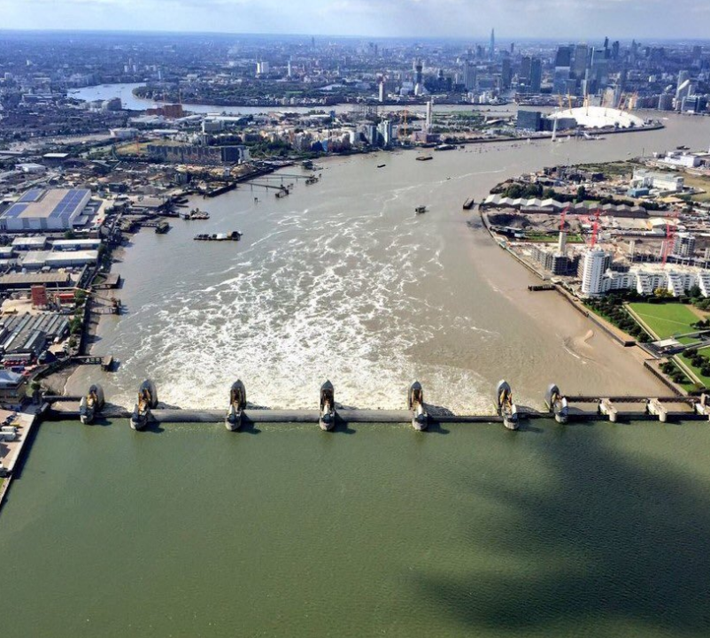 EnvAgency's tweet photo. The Thames Barrier will be in operation today due to high tides. 

This is just one example of the action we’re taking across the country every day to help protect homes and businesses from #flooding.

https://t.co/JTUgJOqBpk https://t.co/LiPWPDChls