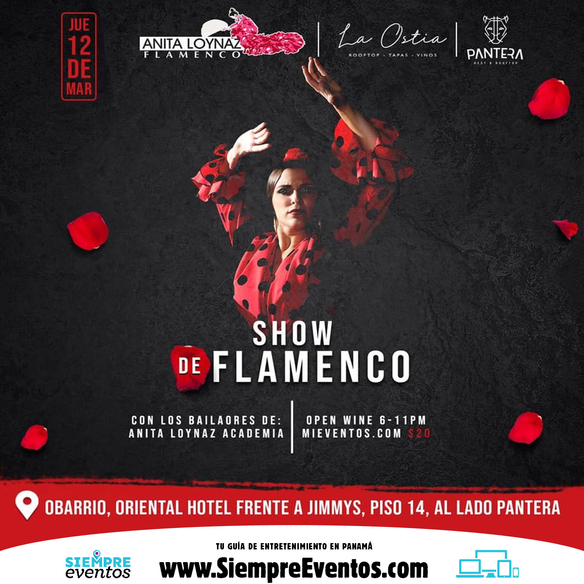 Magnifica presentación, la que estará brindando ANITA LOYNAZ Academia de Flamenco con el un fabuloso” Show de Flamenco”.
.
Más detalles en nuestra página web: siempreeventos.com/es
.
.
#panamá#agendapty#musical#presentación#tarima#flamenco#baile#coreografía#