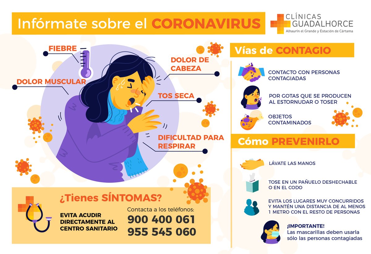 ‼️INFORMACIÓN IMPORTANTE SOBRE #CORONAVIRUS 🦠 #Málaga es la provincia de Andalucía con más afectados por coronavirus y en especial el #ValledelGuadalhorce. 

Antes de acudir a un centro médico, llama los siguientes teléfonos:
☎️ 900 400 061
☎️ 955 545 060

Prevenir es #salud🧡