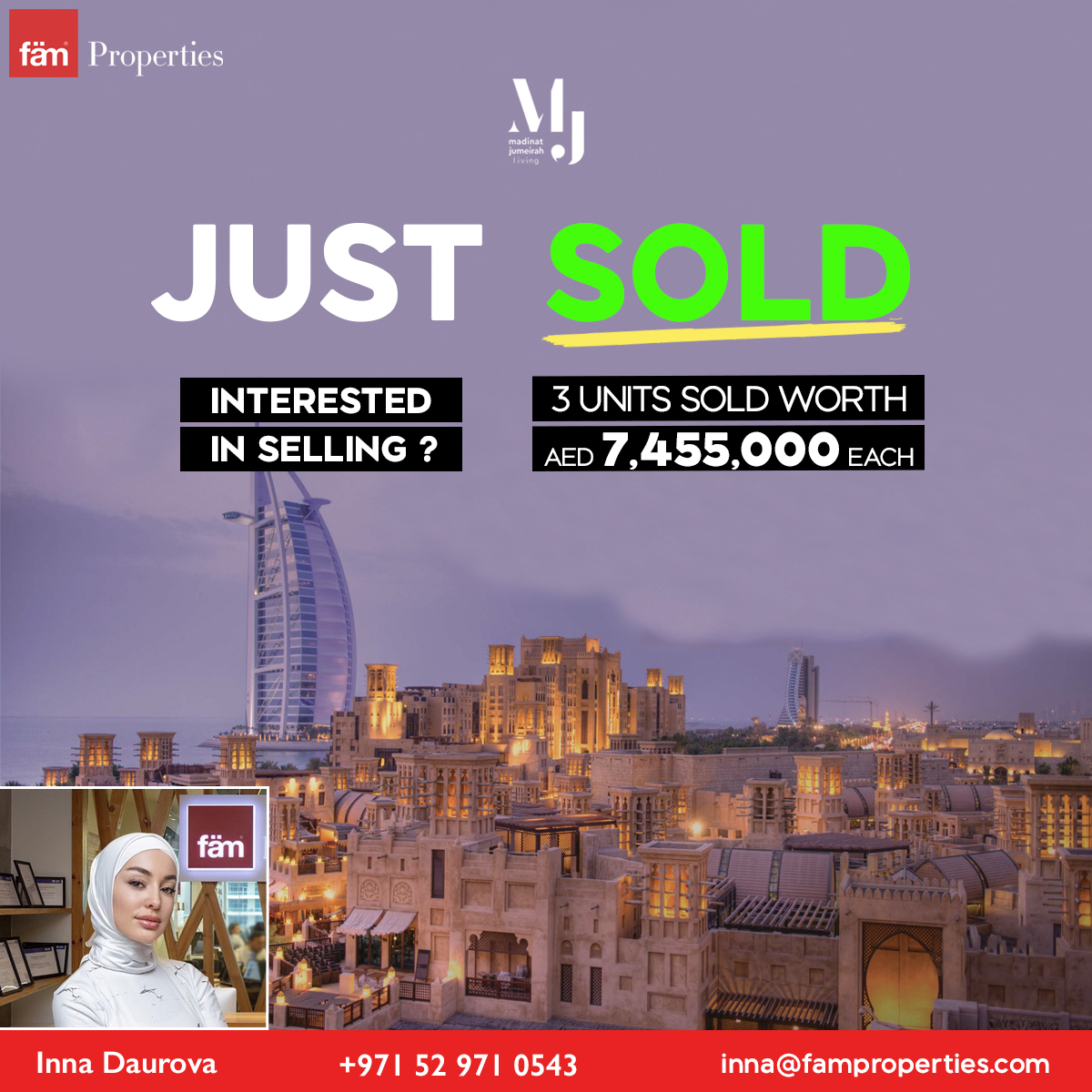 #JustSold

Great to see big smiles on the faces of our sellers and the happy new owners when they bought apartments in Madinat Jumeirah Living.

+971 52 971 0543
inna@famproperties.com

#MJL #madinatjumeirahliving #sold #justclosed #realestatedubai #sellyourhouse #dubairealtor