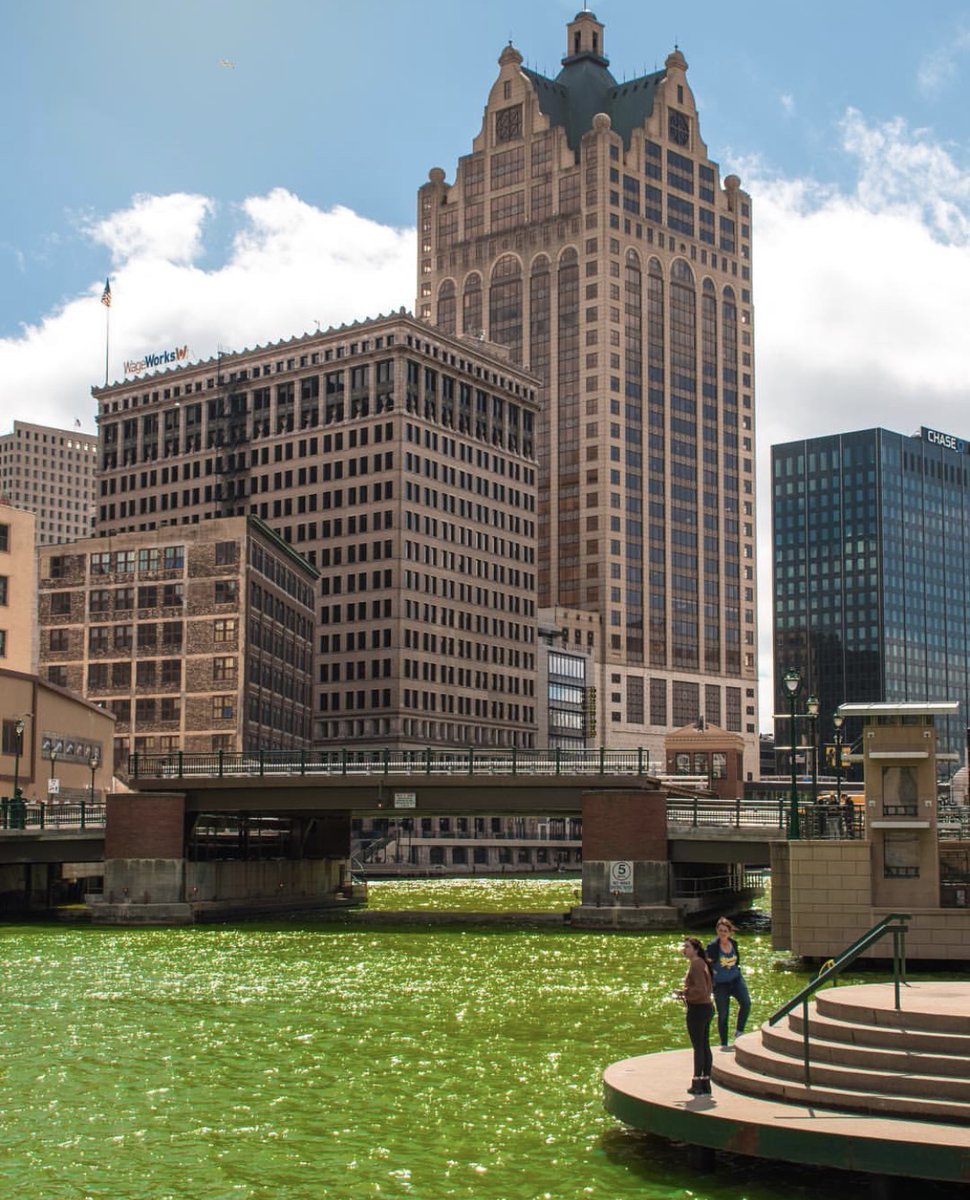 The310W's tweet photo. This Saturday, we paint the city green. Are you joining us in Westown for the 54th Annual St. Patrick’s Day Parade? 🍀 Throwback to the 2019 @Bucks playoffs when the Milwaukee River was as festive as ever! 📷:@natevomhof https://t.co/mDjB0Hb14j