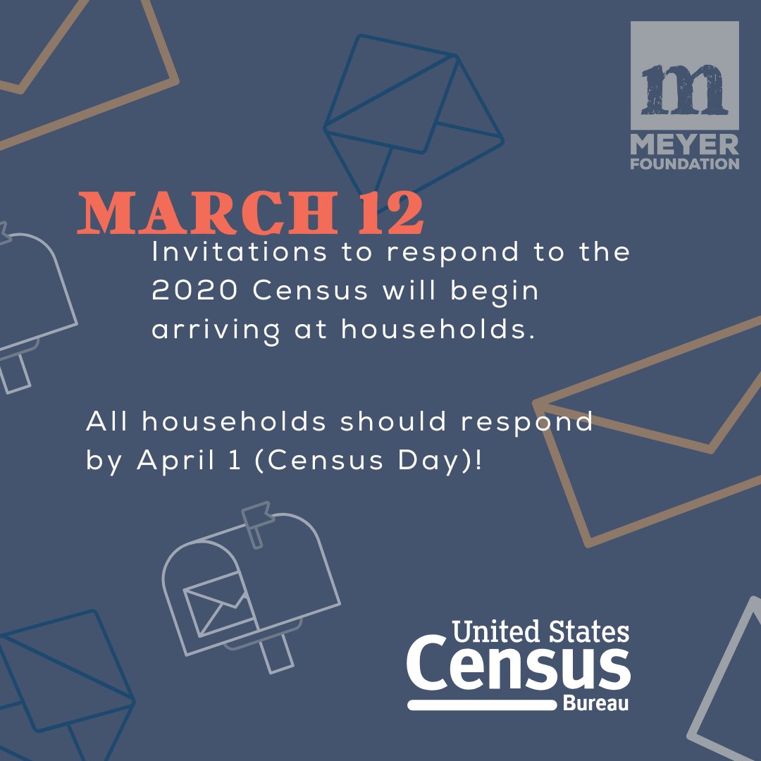 MeyerFoundation's tweet image. Reminder: Invitations to respond to #Census2020 will begin arriving at households March 12 (today)! #CountDMVIn 2020census.gov