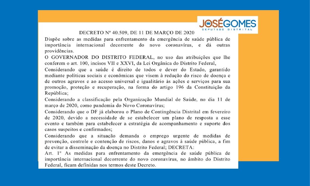 josegomesreal's tweet photo. O governador Ibaneis Rocha assinou decreto que suspende em todo o DF, pelo prazo de cinco dias, as aulas nas escolas e faculdades públicas ou privadas e eventos, de qualquer natureza, que exijam licença do Poder Público, com público superior a cem pessoas.

#coronavírus #dodf #df https://t.co/I7E1MZjGqt