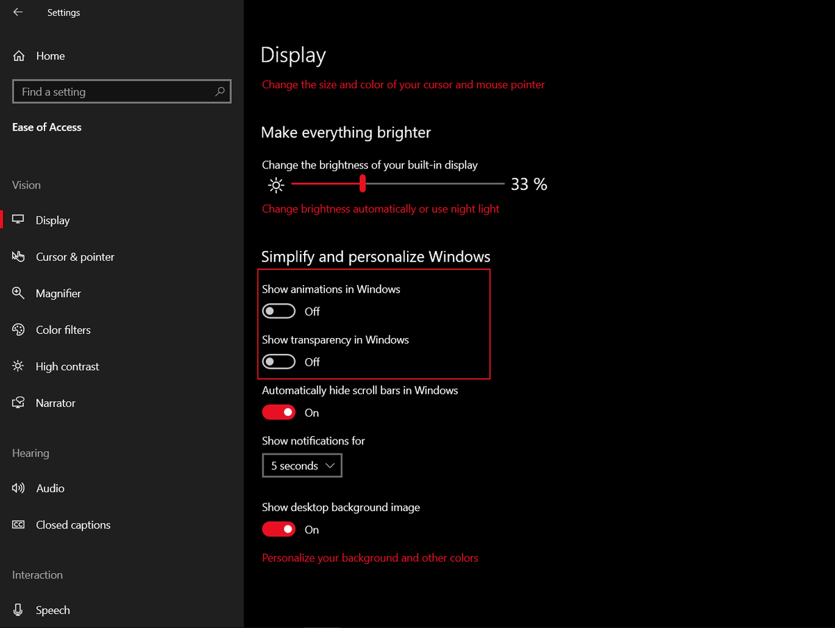 gylang_satria's tweet photo. #TipsWindows10 Nah buat kamu yang pengen 'merasa' Windows 10 nya lebih cepat, kamu bisa menonaktifkan dua fitur ini (Animations, Transparency) di Settings > Ease of Access > Display. https://t.co/LIQVuzptLV